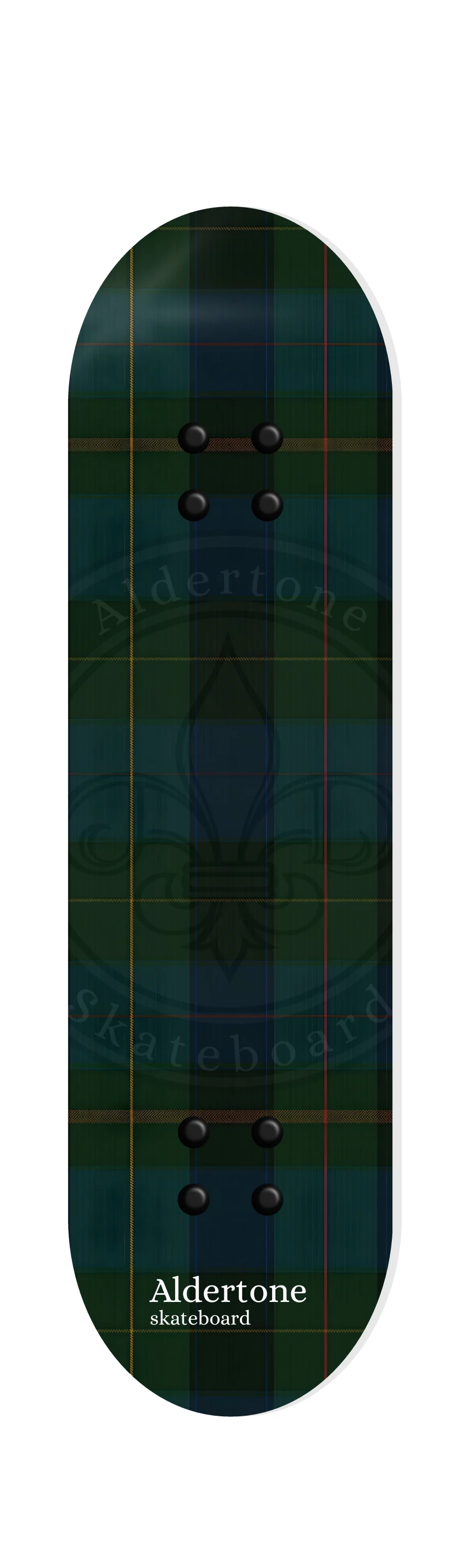 Aldertone 8” Aldertone tartán skateboard deck.