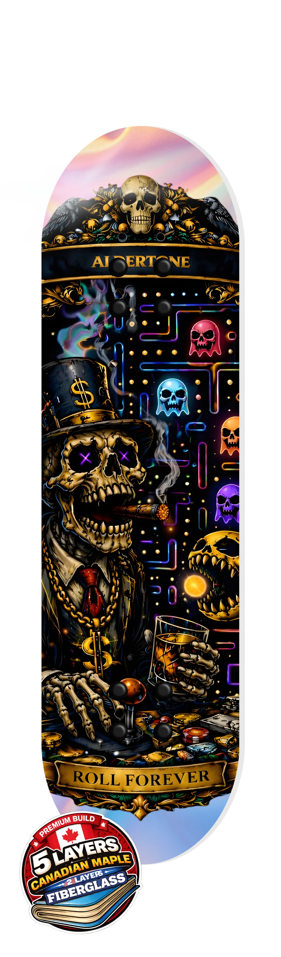 Aldertone 8,5” Ghost mode Fibre skateboard deck.