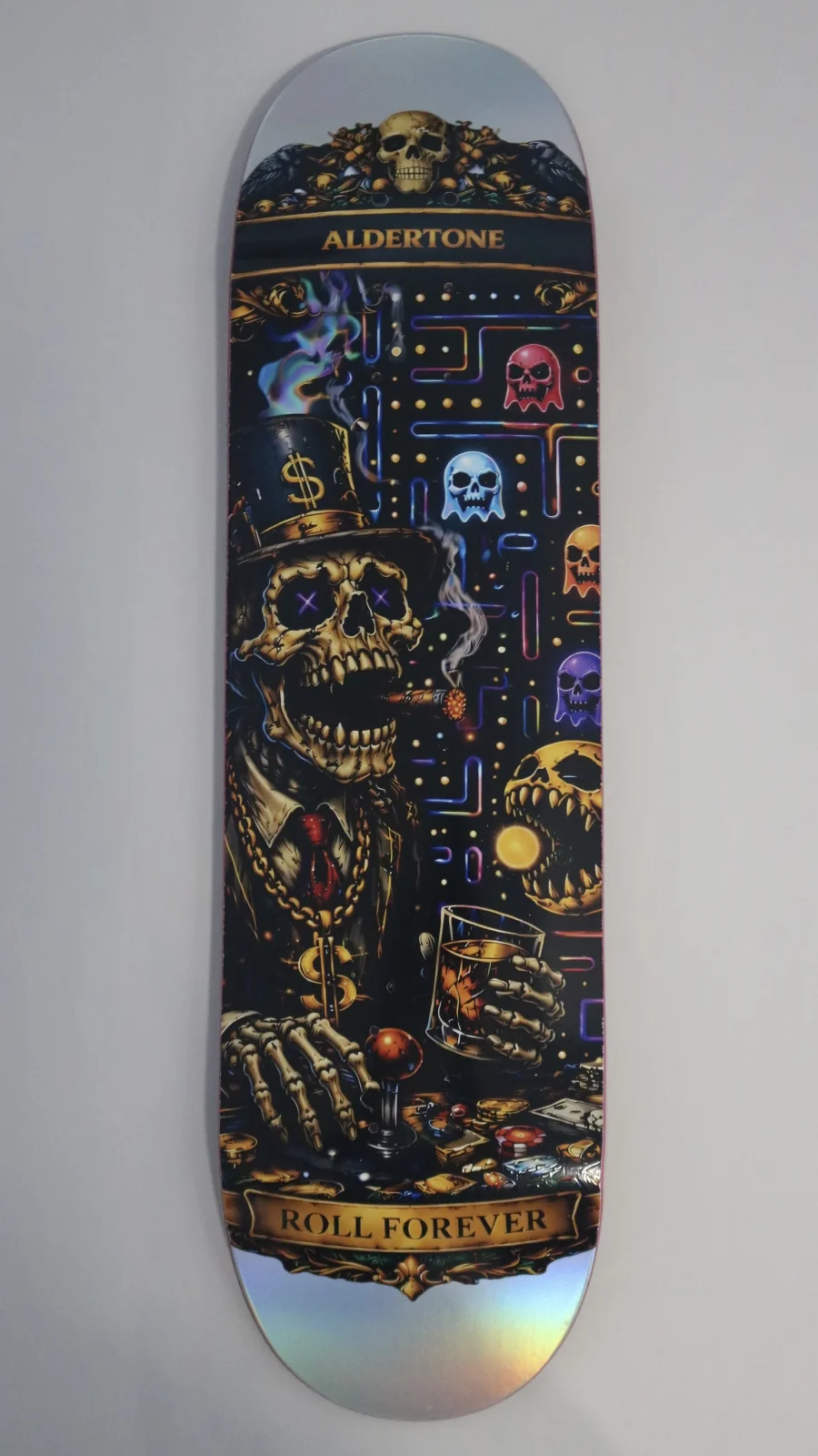 Aldertone Ghost mode Fibre skateboard deck.